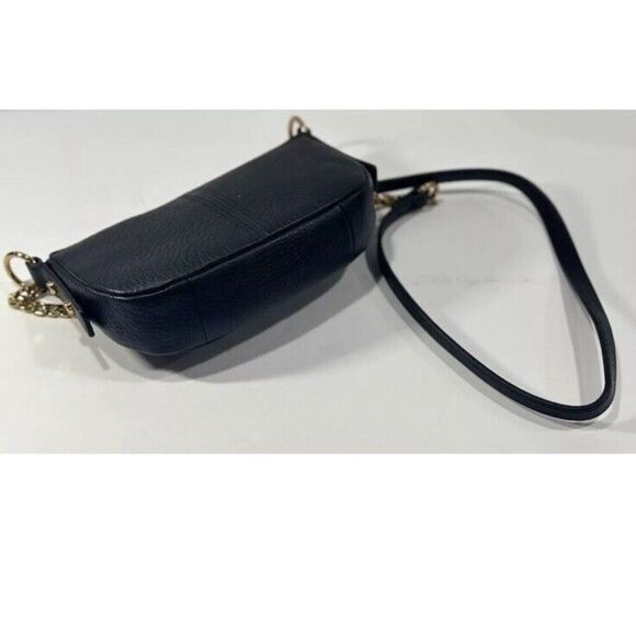 Fossil Jolie Black Gold Mini Bag Crossbody Purse Soft Genuine Leather - Picture 8 of 13